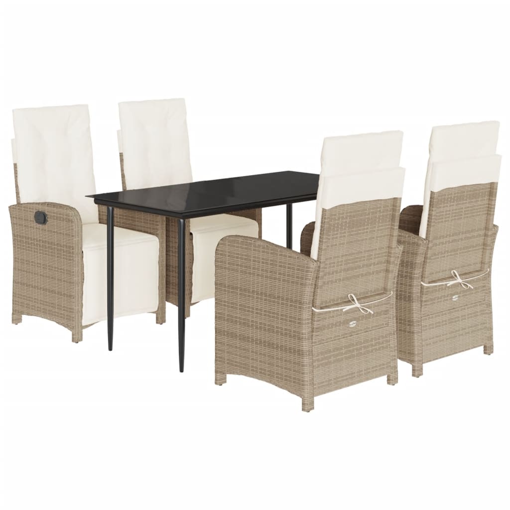 Garden Dining Set Beige, Black, Cream White