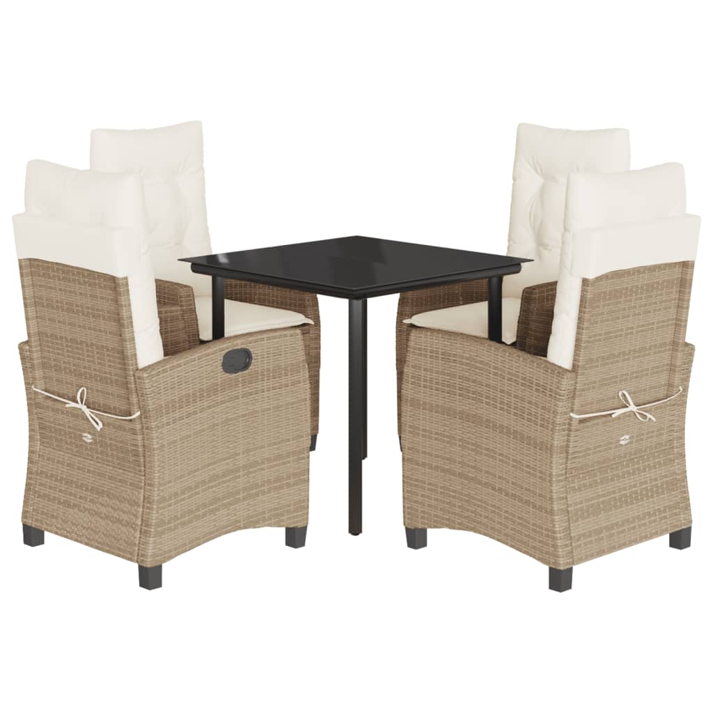 Garden Dining Set Beige, Black, Cream White