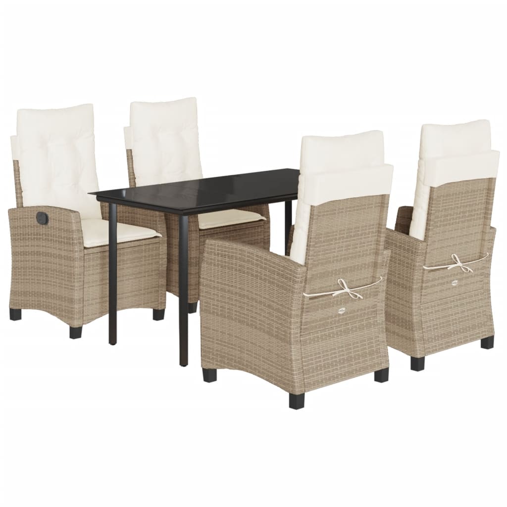 Garden Dining Set Beige, Black, Cream White