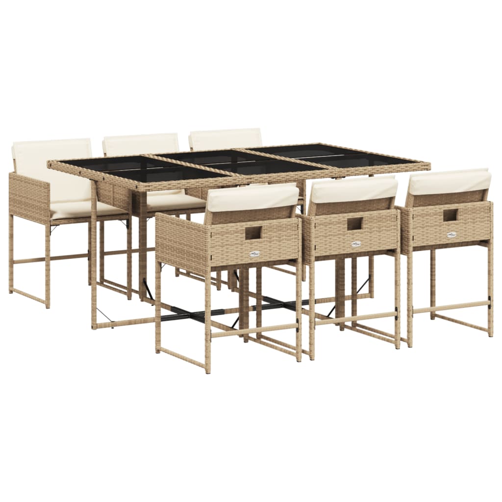 Garden Dining Set Beige, Black, Cream White