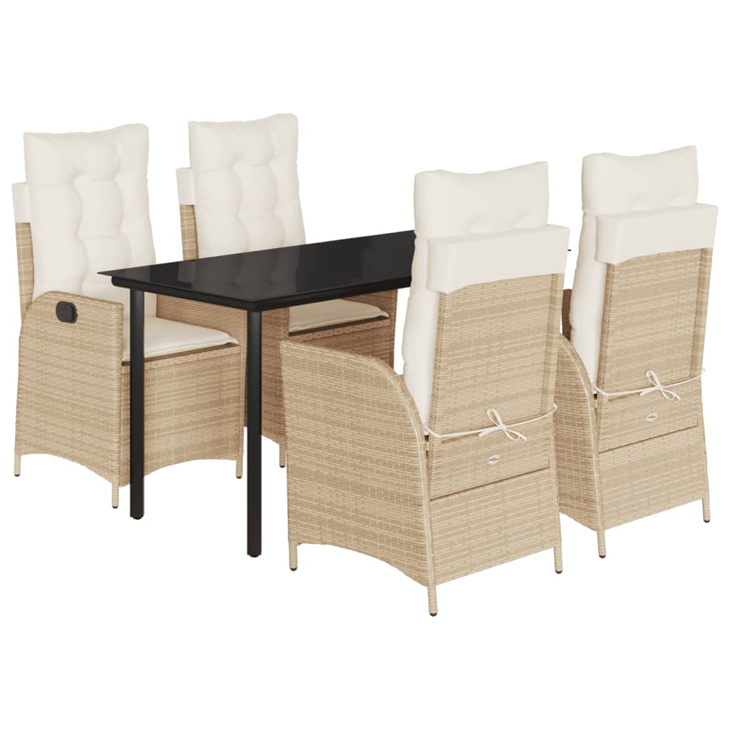 Garden Dining Set Beige, Black, Cream White