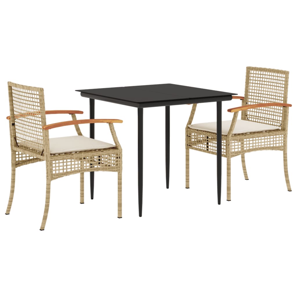 Garden Dining Set Beige, Black, Cream White