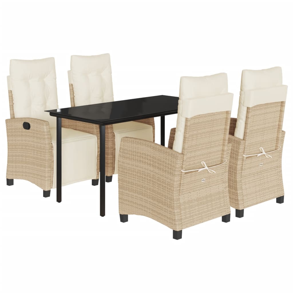 Garden Dining Set Beige, Black, Cream White
