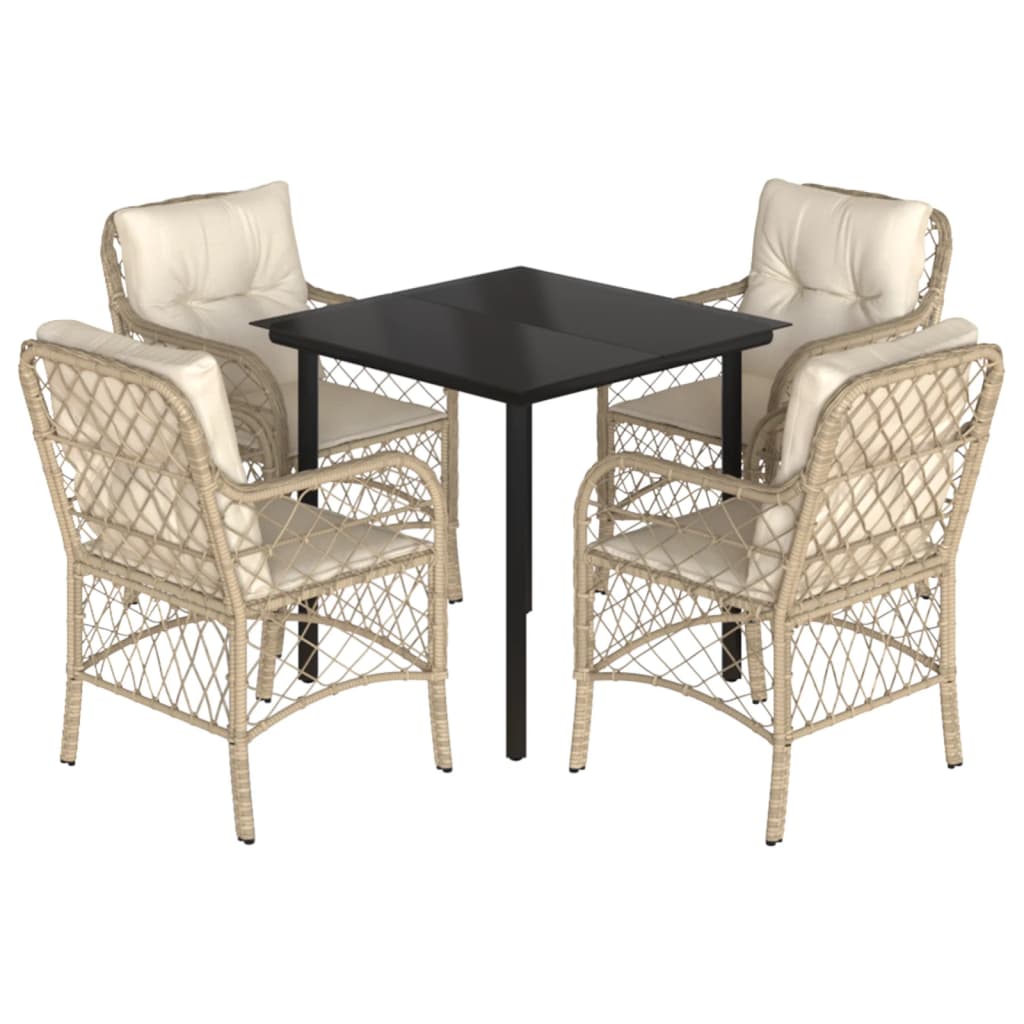 Garden Dining Set Beige, Black, Cream White