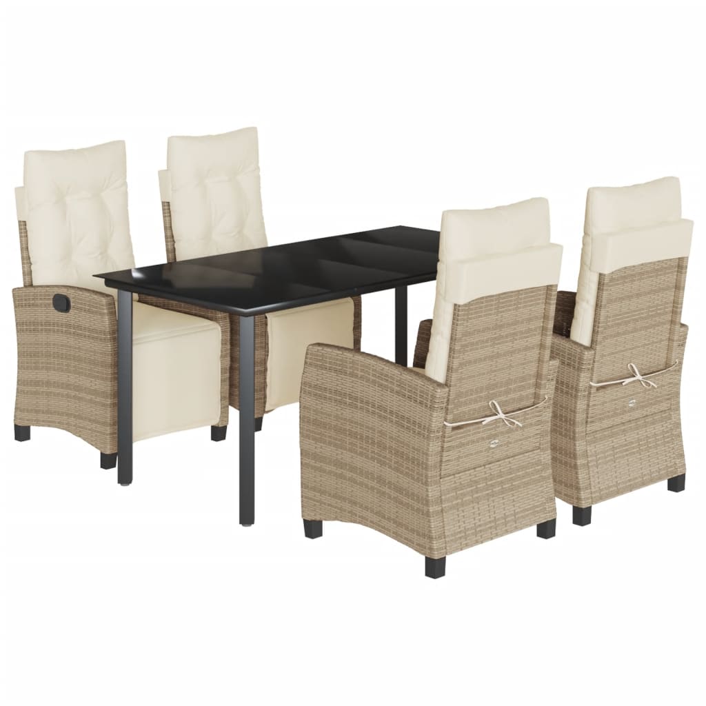 Garden Dining Set Beige, Black, Cream White