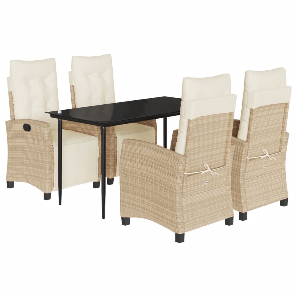 Garden Dining Set Beige, Black, Cream White