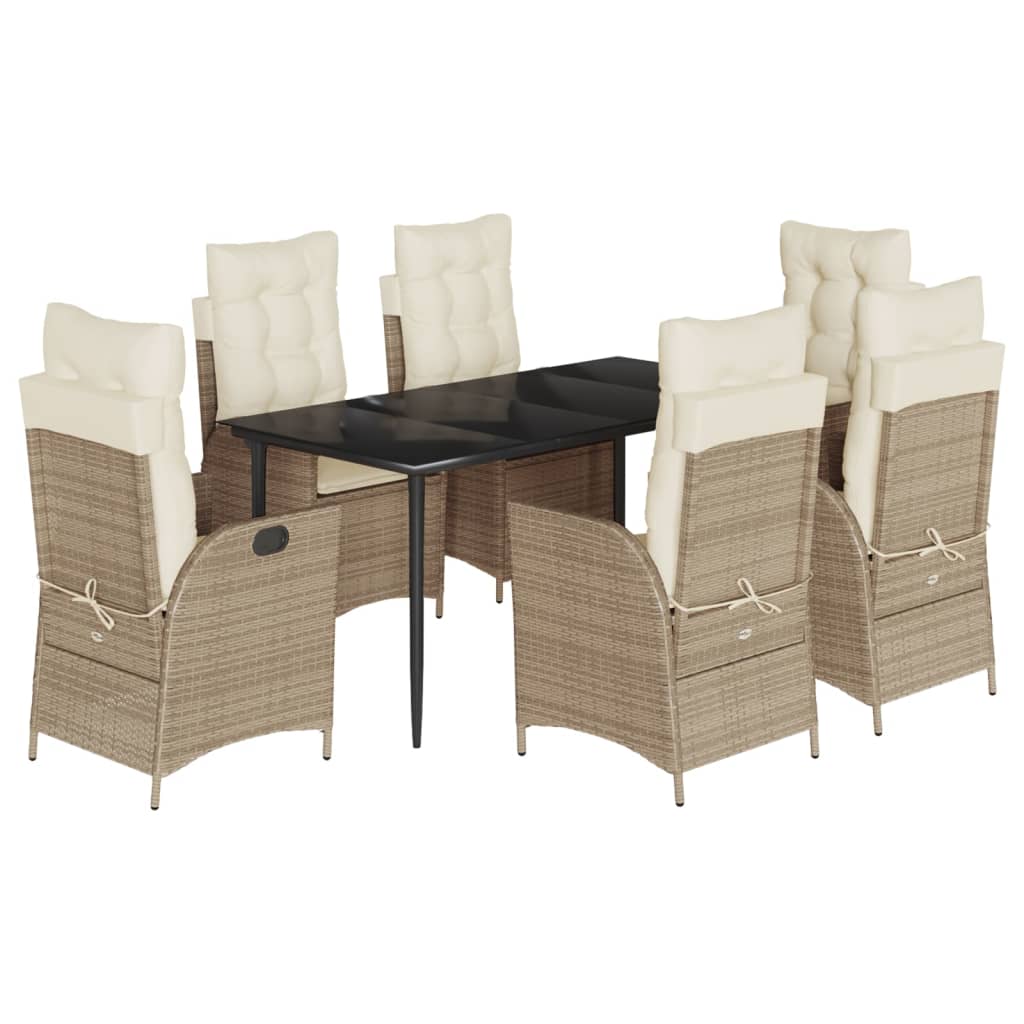 Garden Dining Set Beige, Black, Cream White