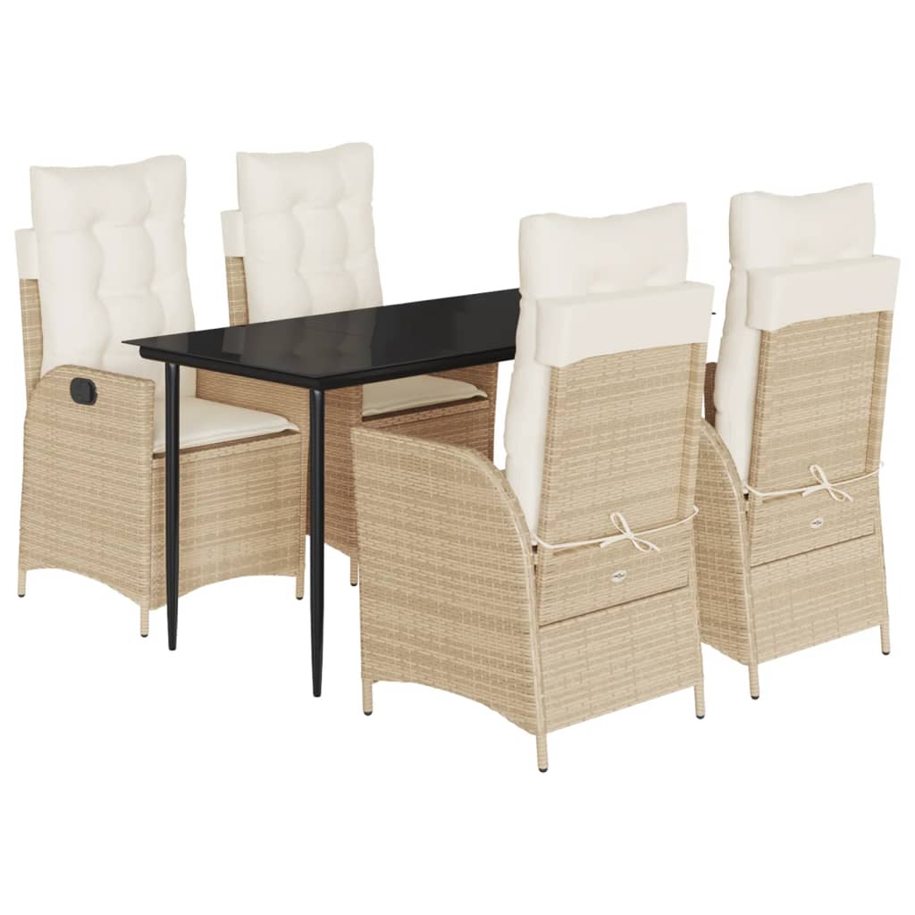 Garden Dining Set Beige, Black, Cream White
