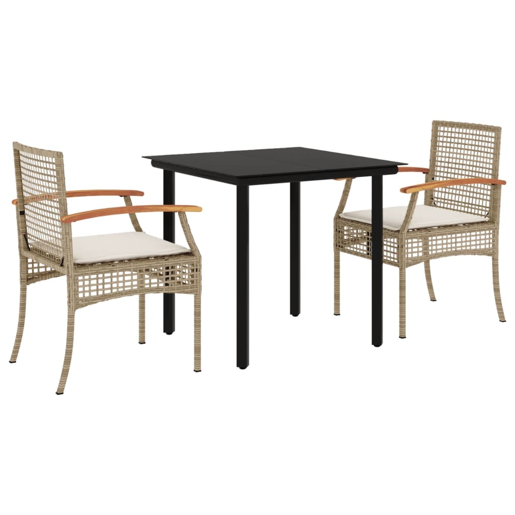 Garden Dining Set Beige, Black, Cream white