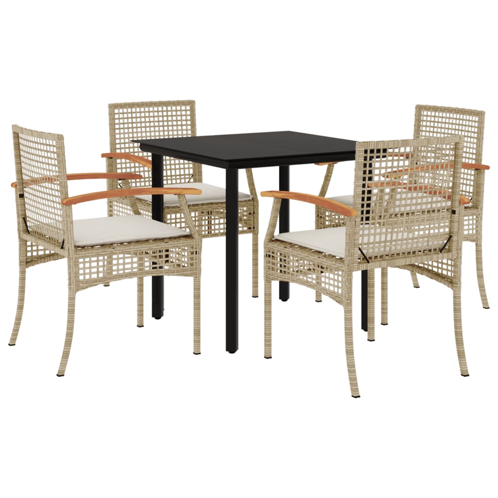 Garden Dining Set Beige, Black, Cream White