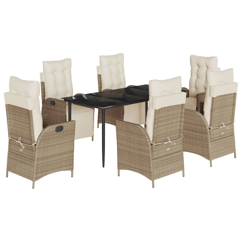 Garden Dining Set Beige, Black, Cream White