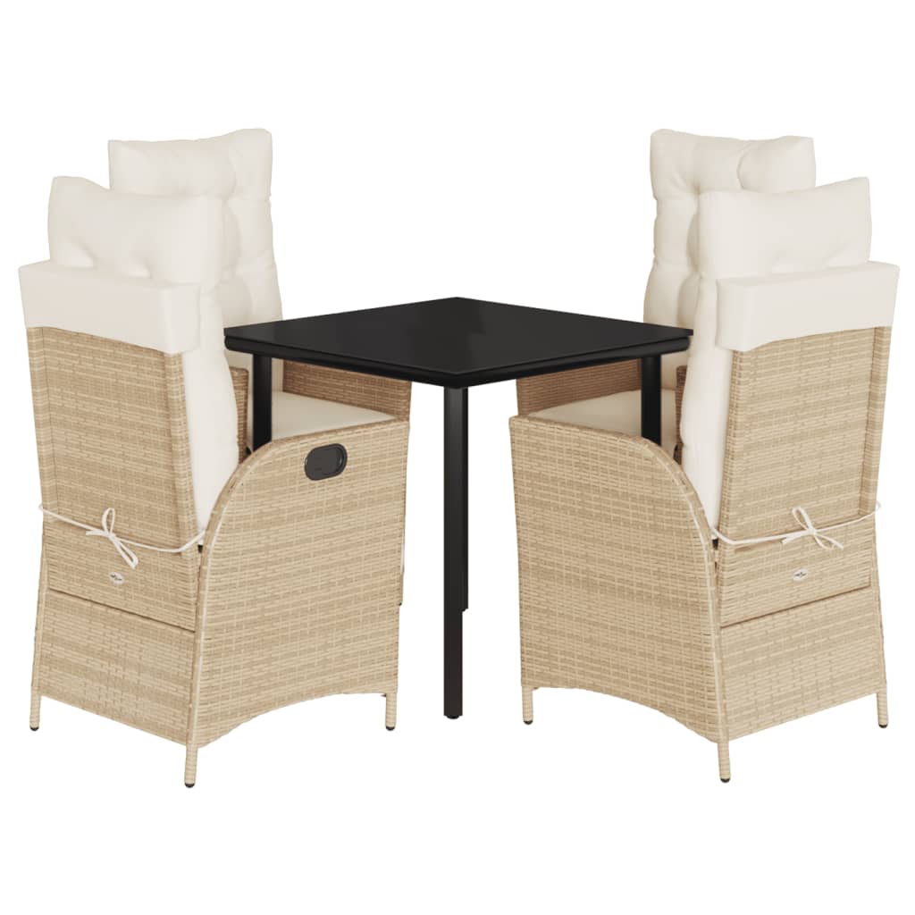Garden Dining Set Beige, Black, Cream White