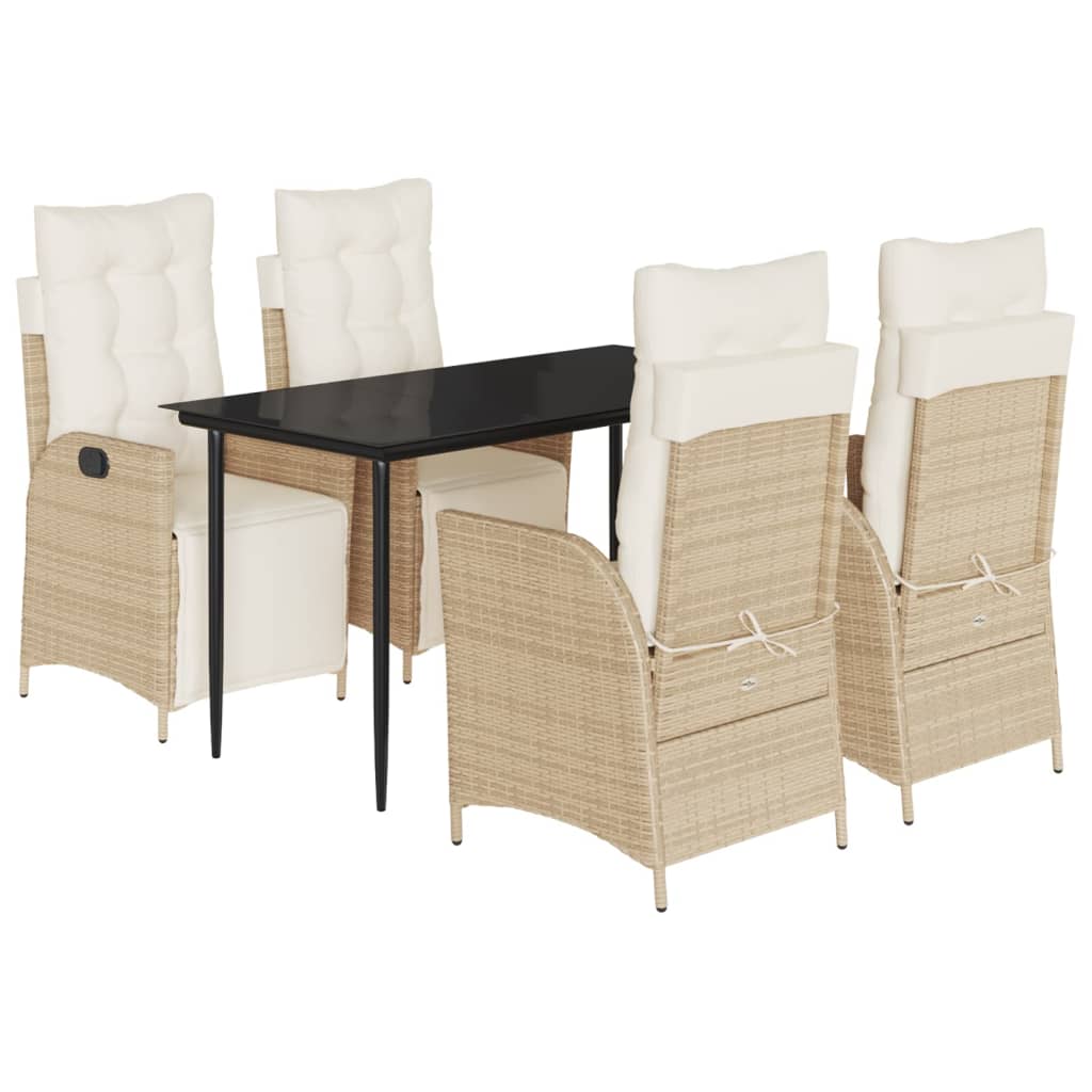 Garden Dining Set Beige, Black, Cream White