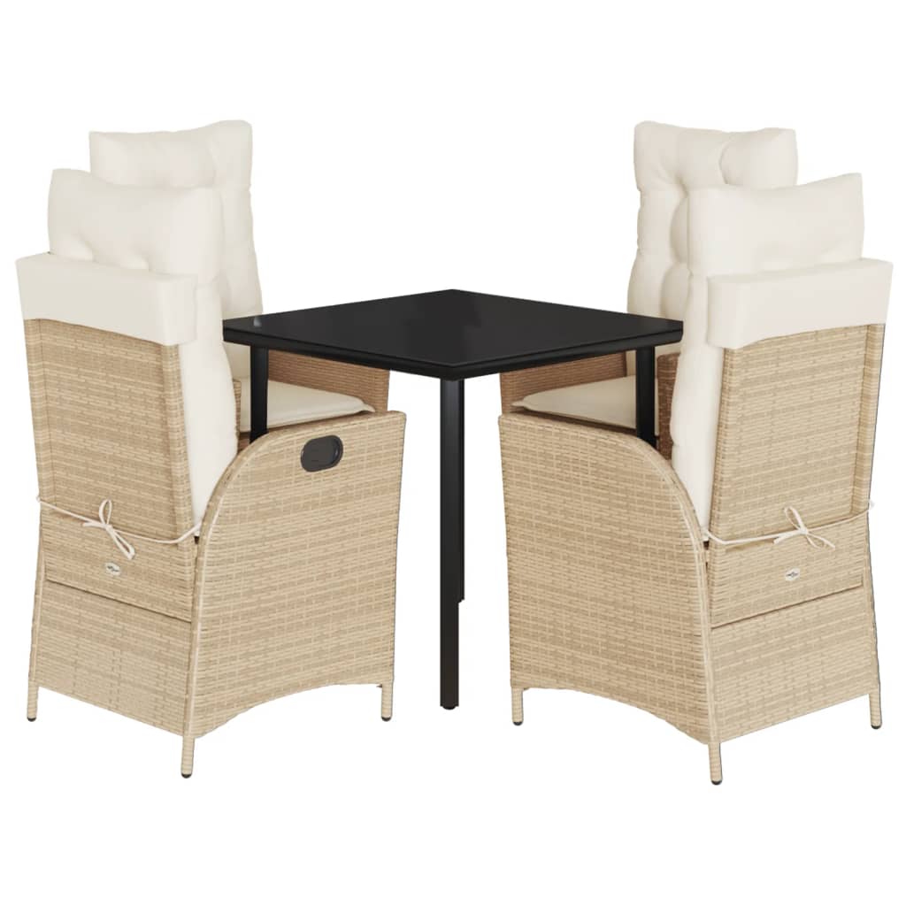 Garden Dining Set Beige, Black, Cream