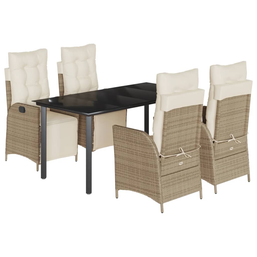Garden Dining Set Beige, Black