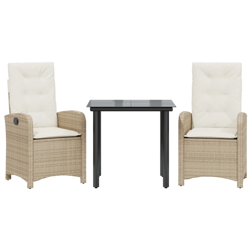 Garden Dining Set Beige chairs, Black table, Cream cushions