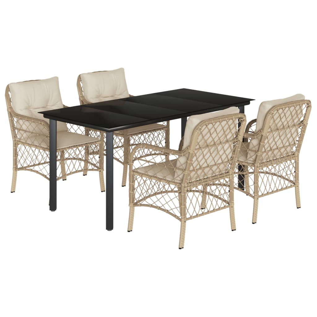 Garden Dining Set Beige, Cream, Black