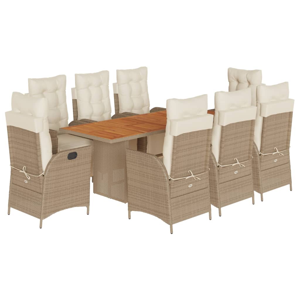 Garden Dining Set Beige, Cream white PE Rattan Large