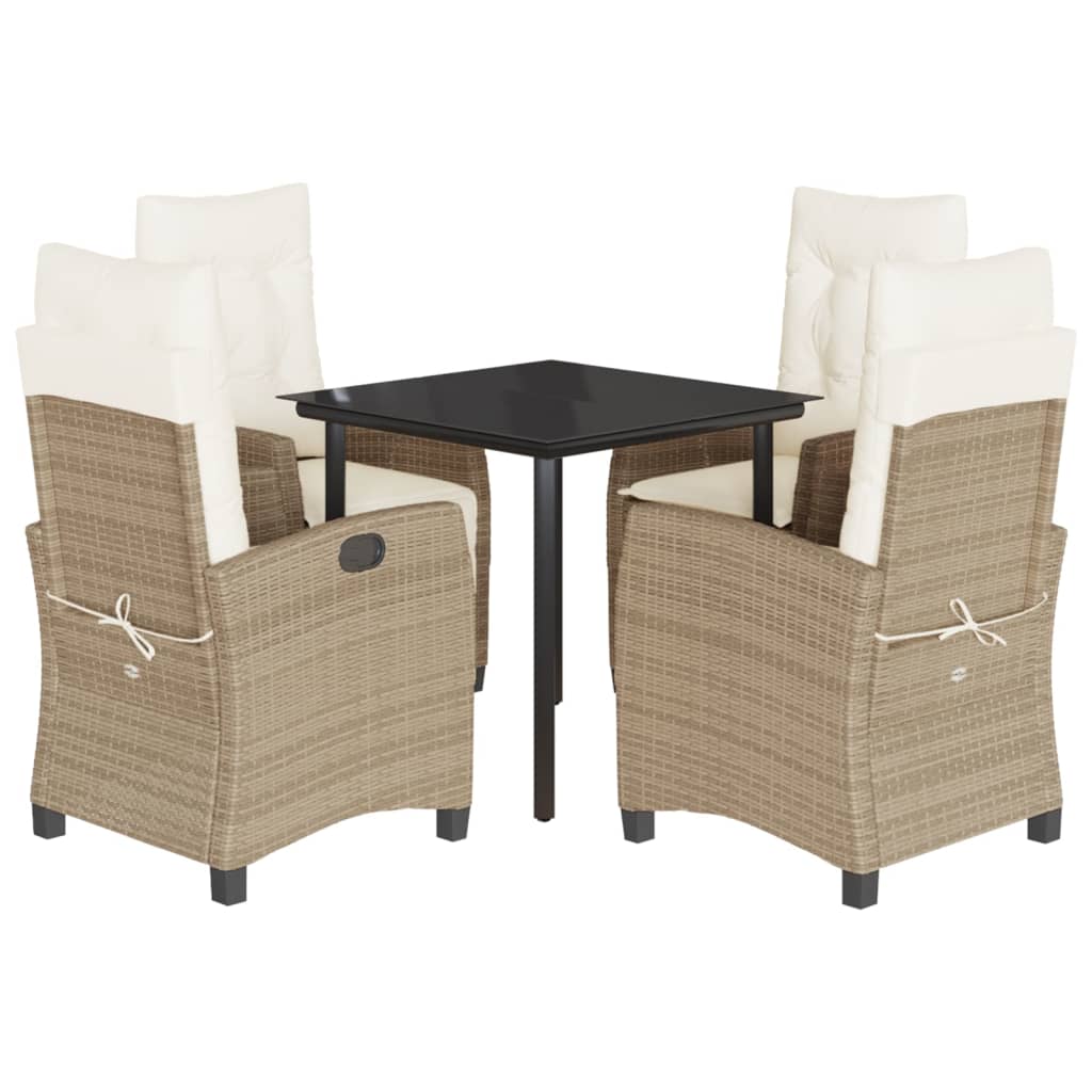Garden Dining Set Beige (Cushions), Black (Table)
