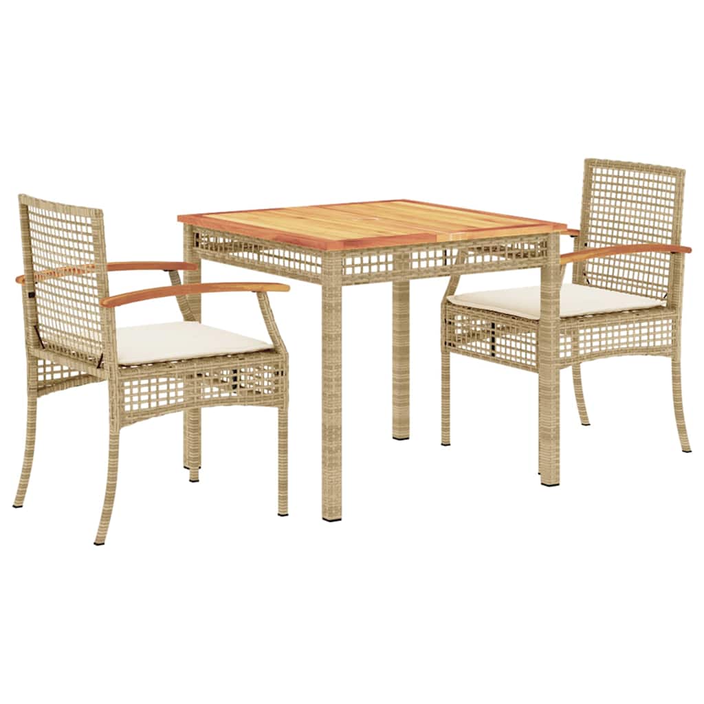 Garden Dining Set Beige PE rattan 3 Piece Set