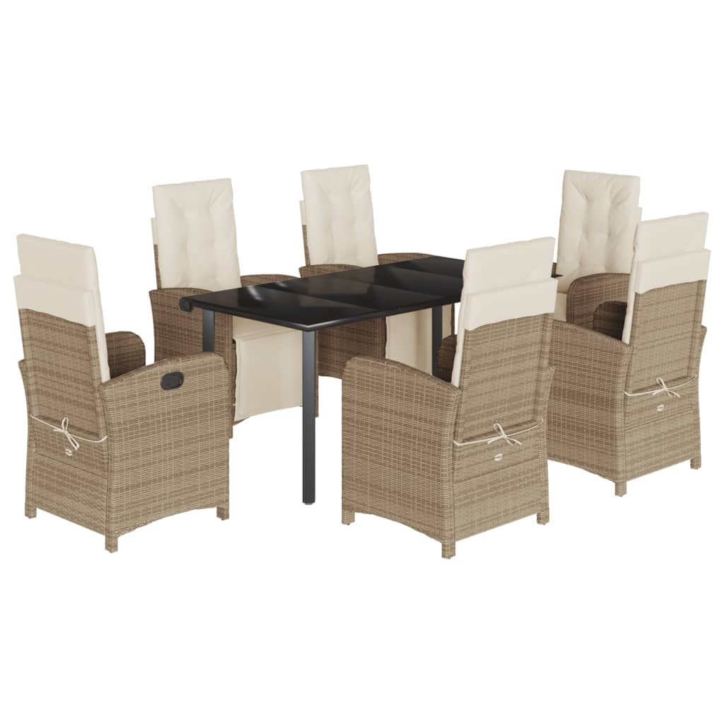 Garden Dining Set Beige PE Rattan 6-seater Lots of Seating