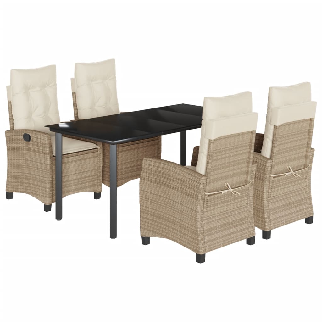 Garden Dining Set Beige PE rattan Adjustable Armrests