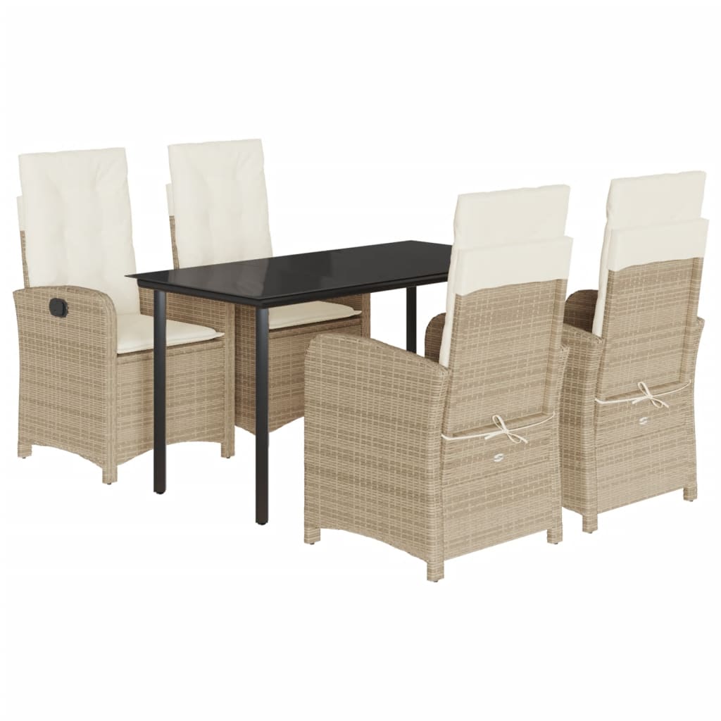 Garden Dining Set Beige PE rattan Medium Removable Covers