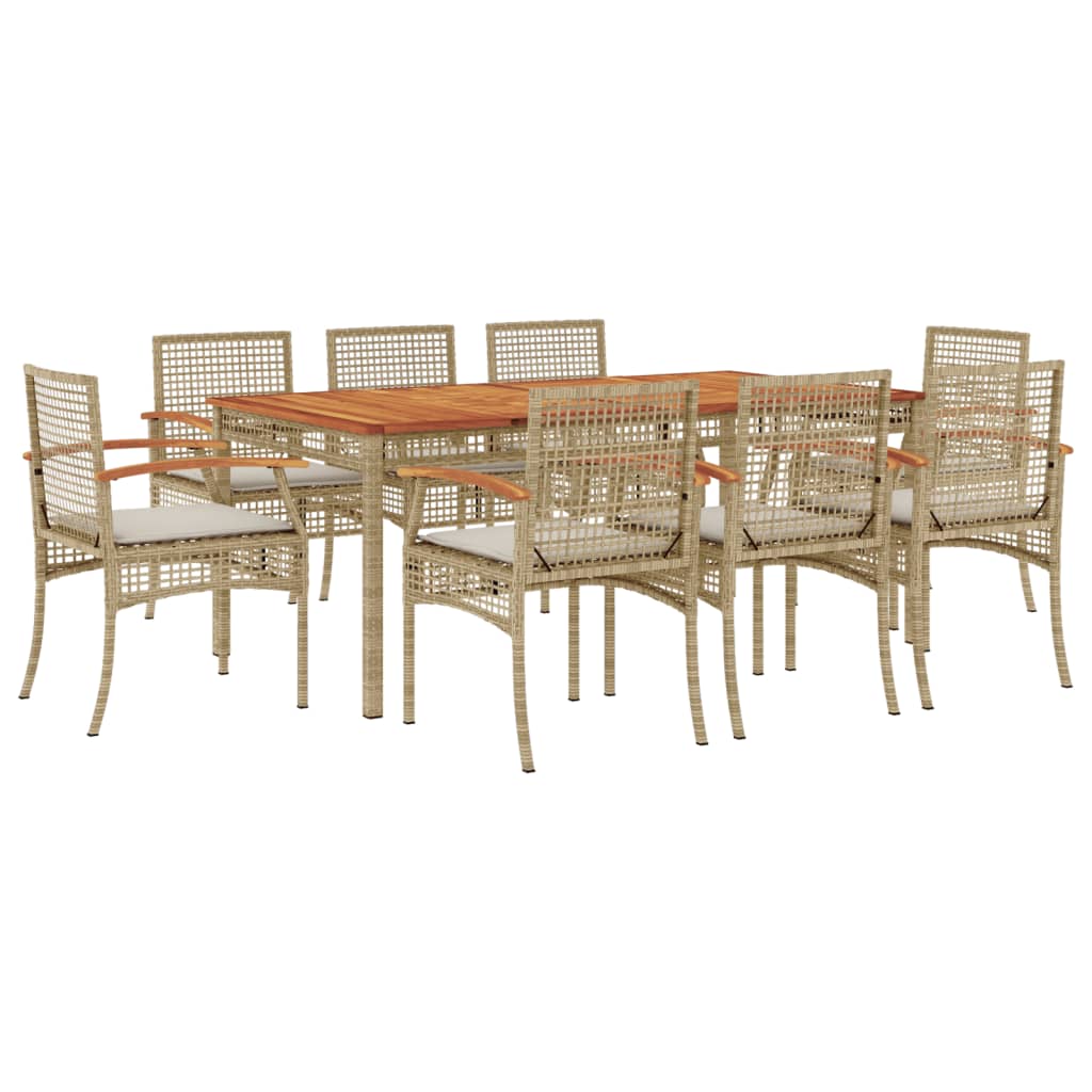Garden Dining Set Beige PE rattan Removable Covers