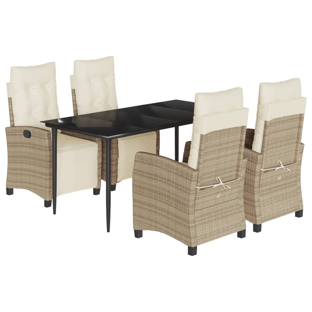 Garden Dining Set Beige PE rattan Standard Removable Covers