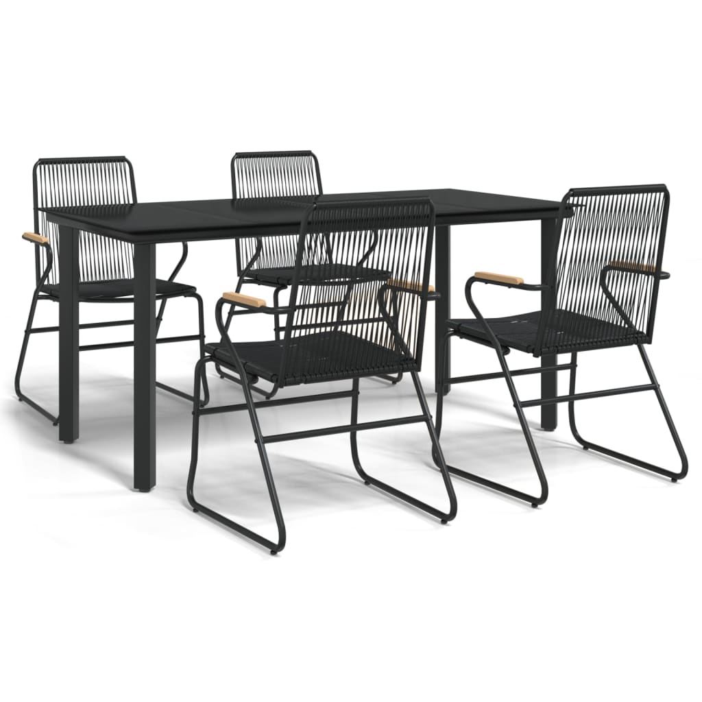 Garden Dining Set Black