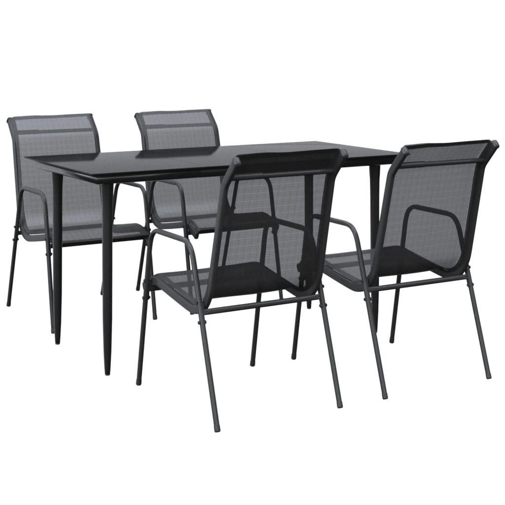 Garden Dining Set Black