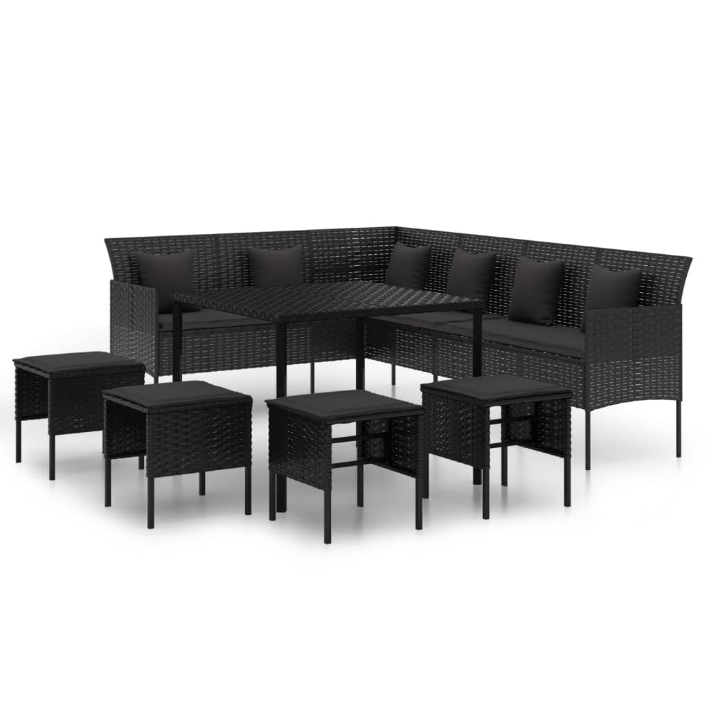 Garden Dining Set Black