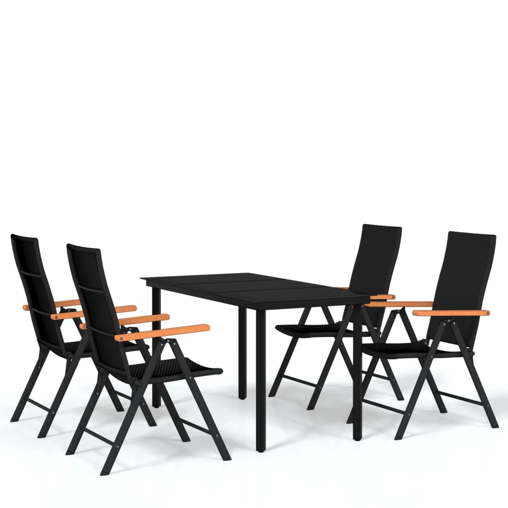 Garden Dining Set Black