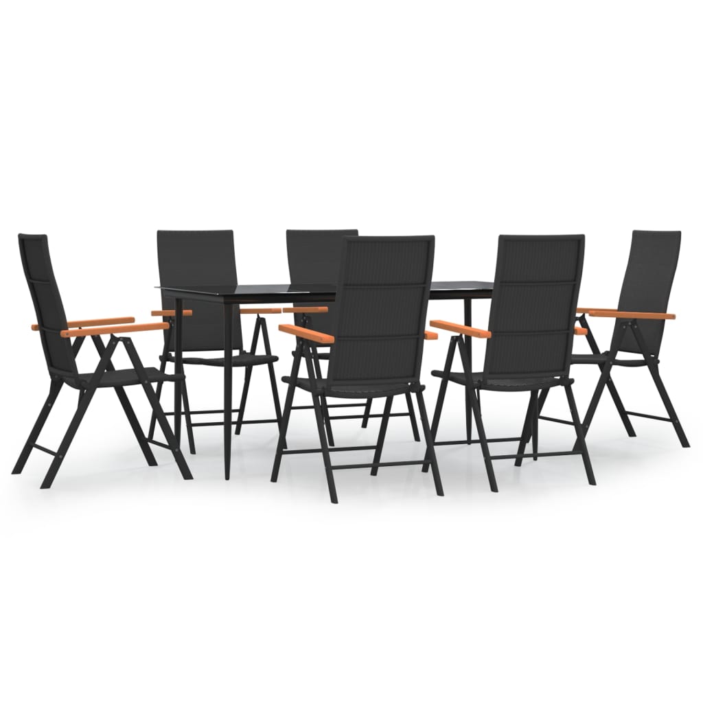 Garden Dining Set Black and Brown