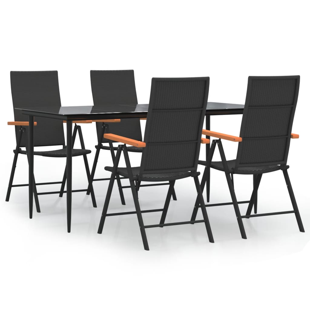 Garden Dining Set Black and Brown