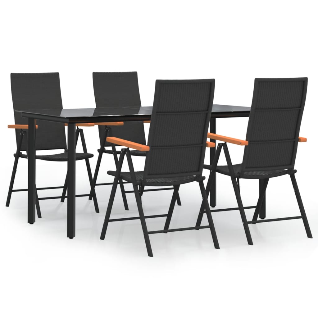 Garden Dining Set Black and Brown