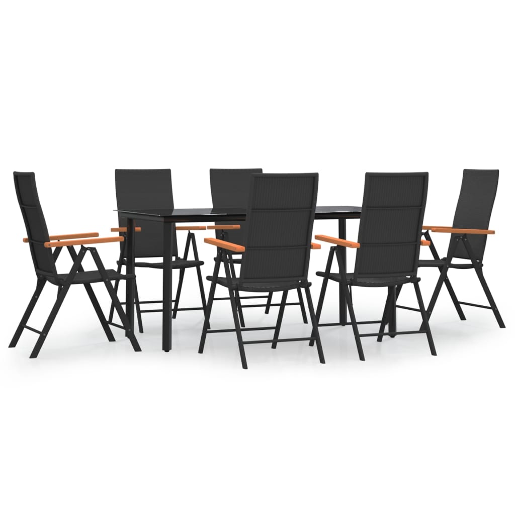 Garden Dining Set Black and Brown