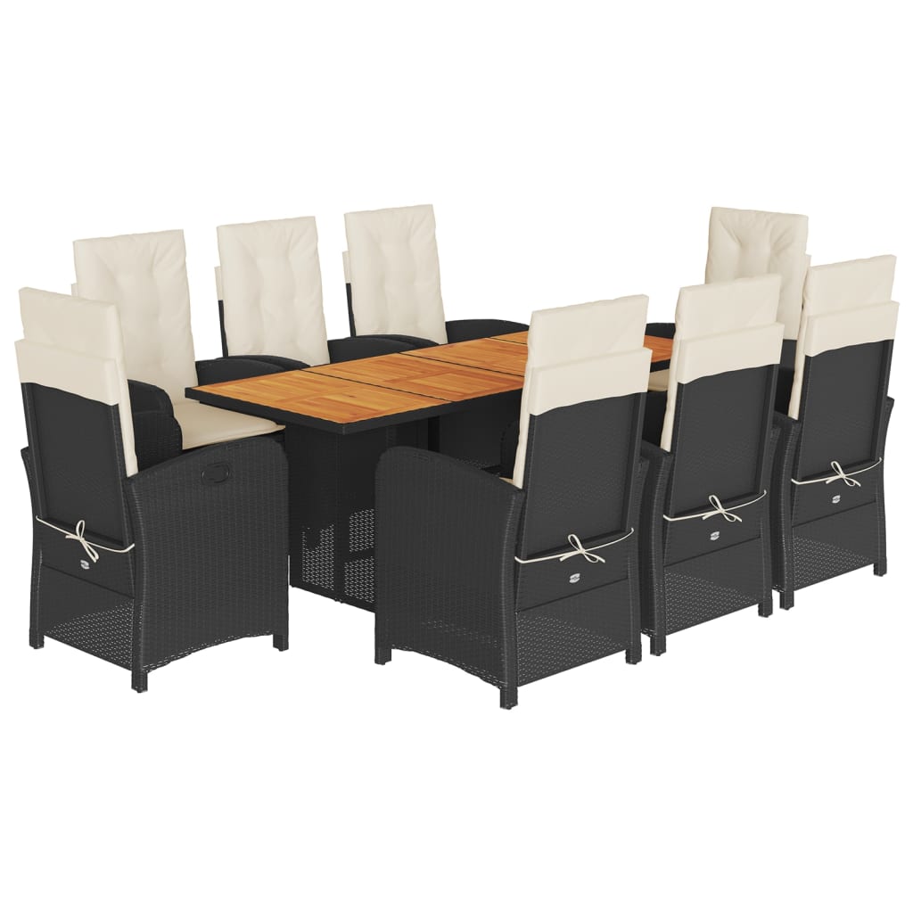 Garden Dining Set Black and Brown