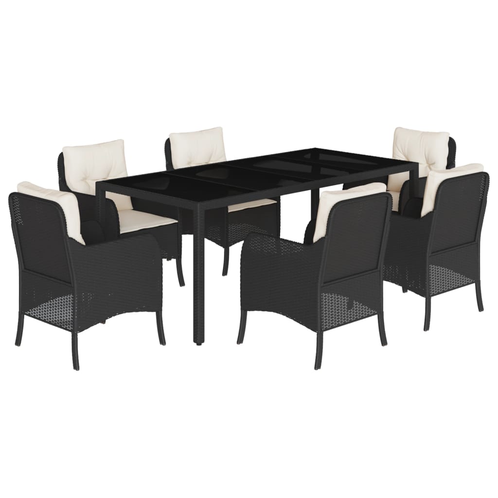 Garden Dining Set Black and Cream