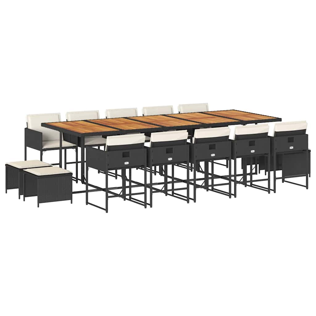 Garden Dining Set Black and Cream