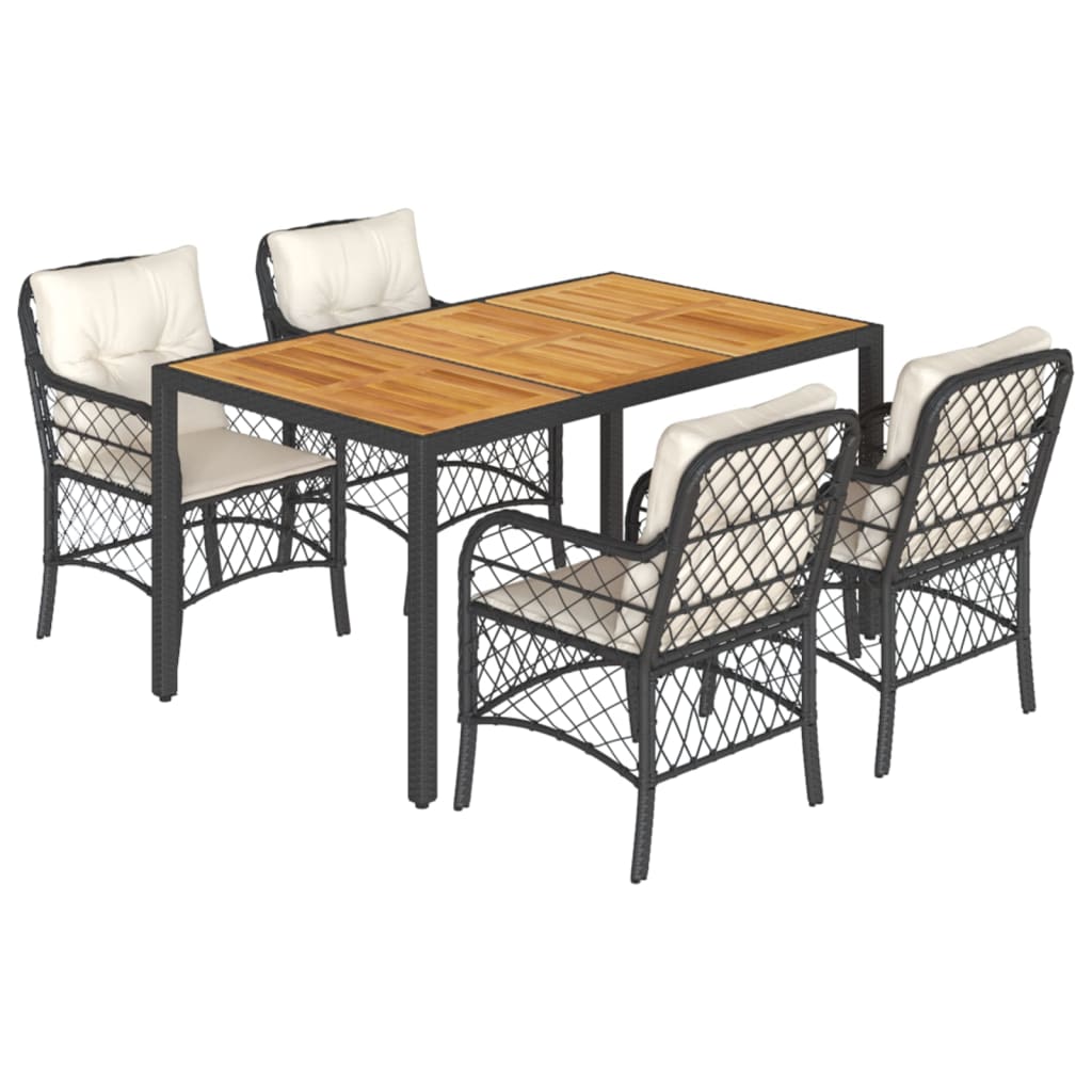 Garden Dining Set Black and Cream