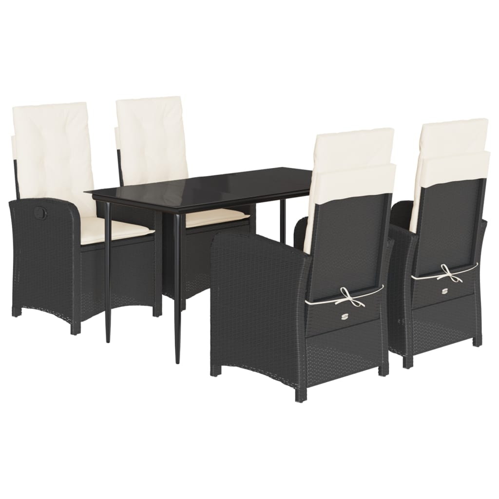 Garden Dining Set Black and Cream White