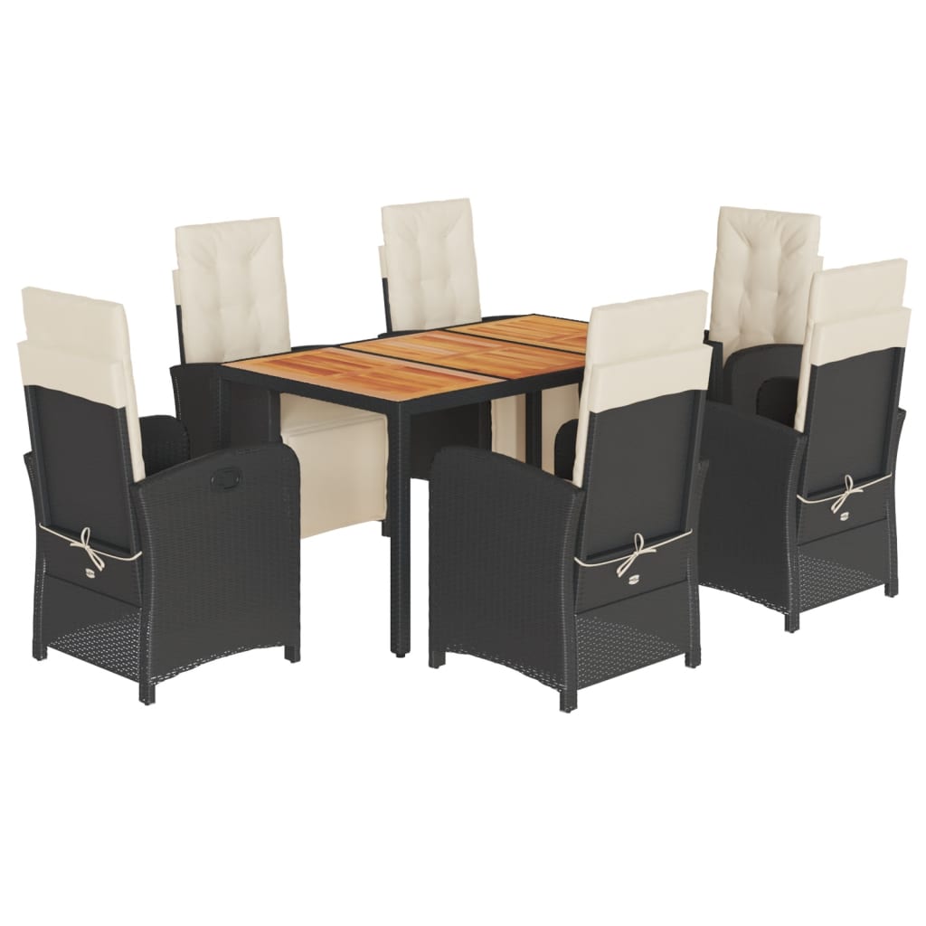Garden Dining Set Black and Cream White
