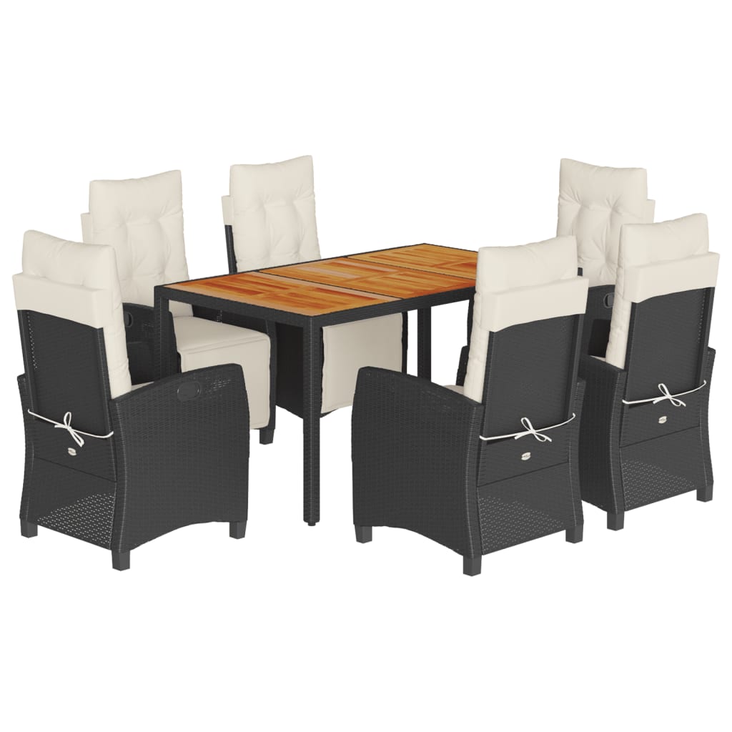 Garden Dining Set Black and Cream White