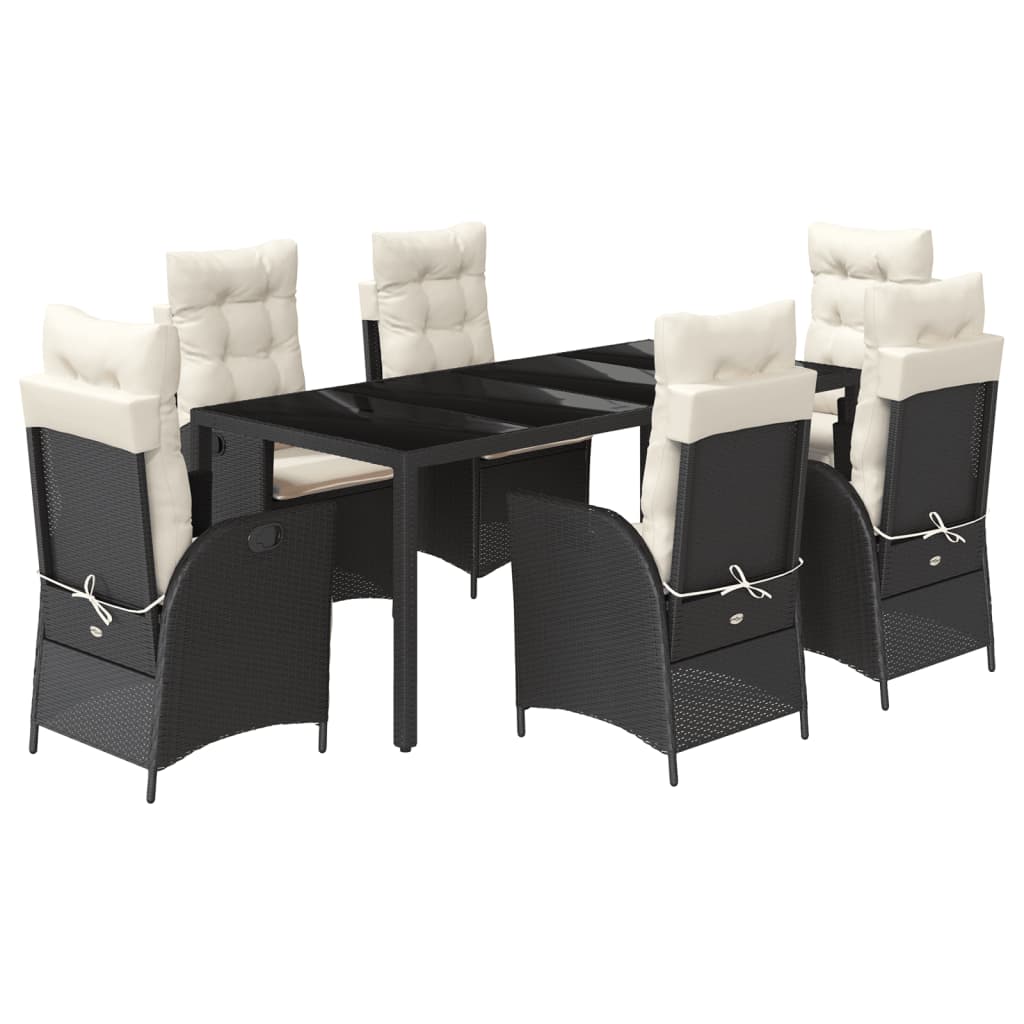 Garden Dining Set Black and Cream White