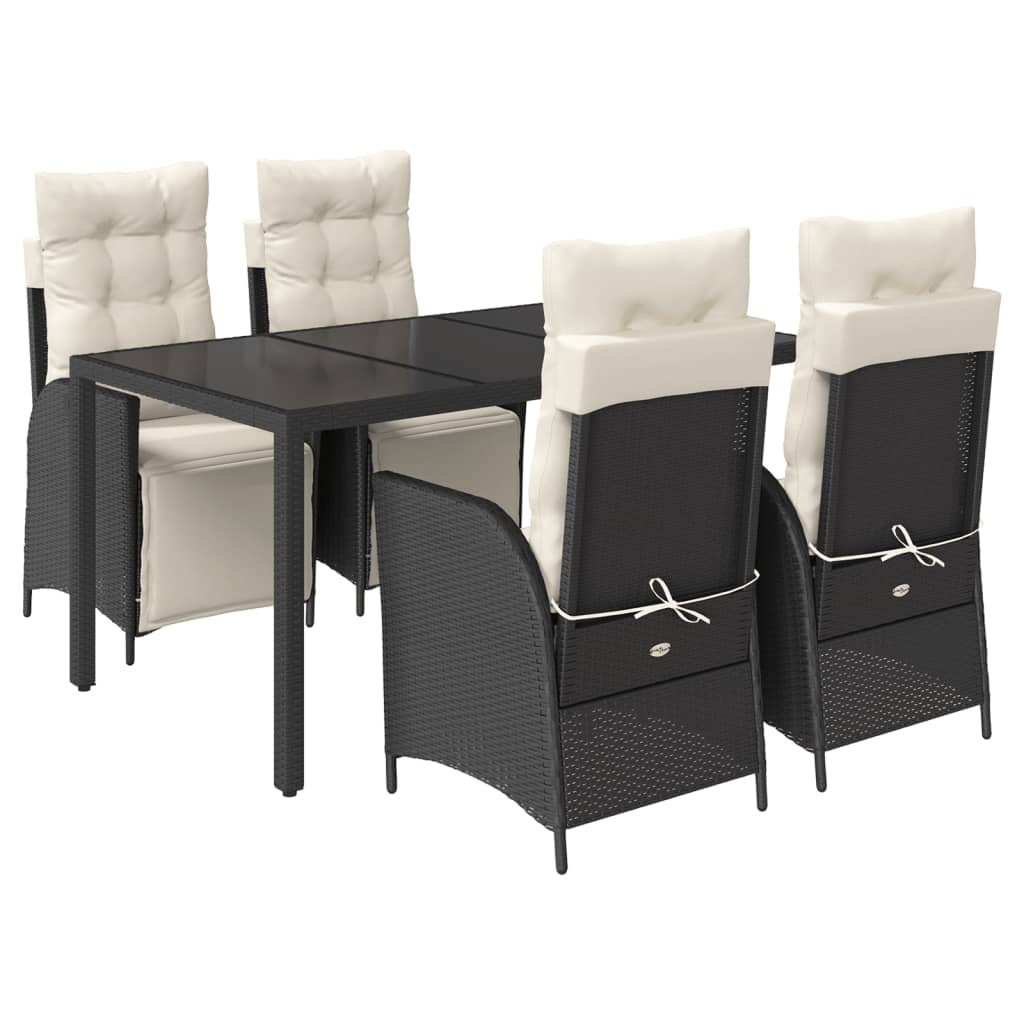Garden Dining Set Black and Cream White