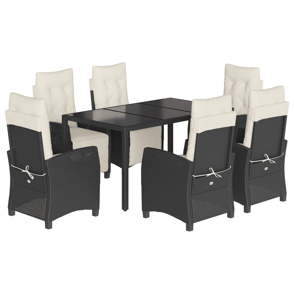 Garden Dining Set Black and Cream White
