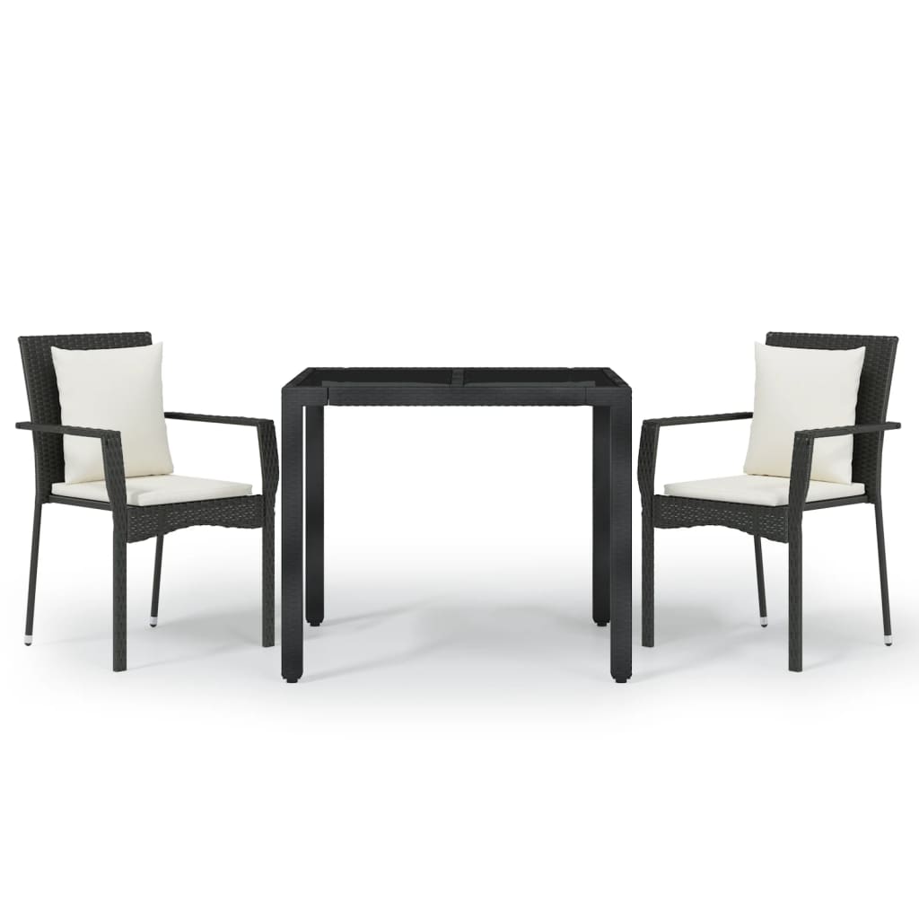 Garden Dining Set Black and Cream White