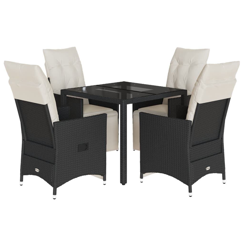 Garden Dining Set Black and Cream White