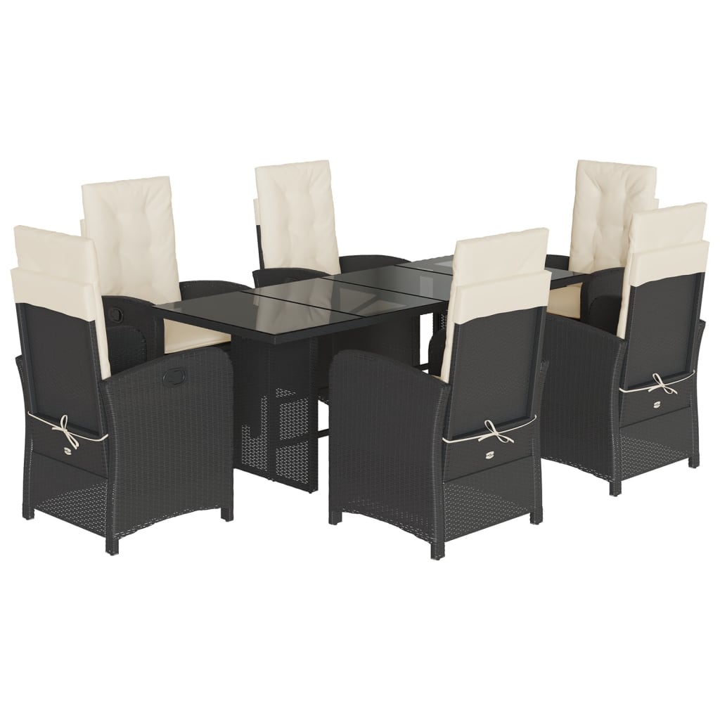 Garden Dining Set Black and Cream White